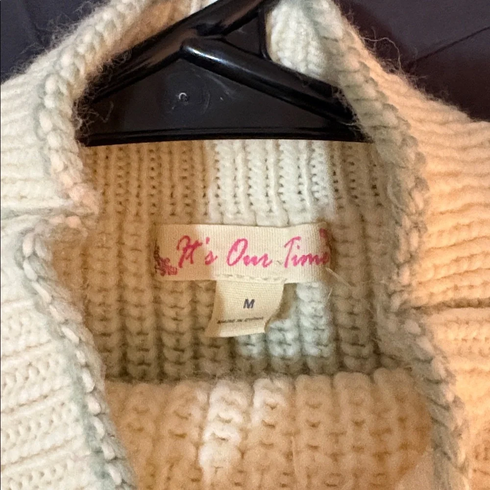 It's Our Time Cream and Green Turtleneck Sweater - Picture 11 of 12